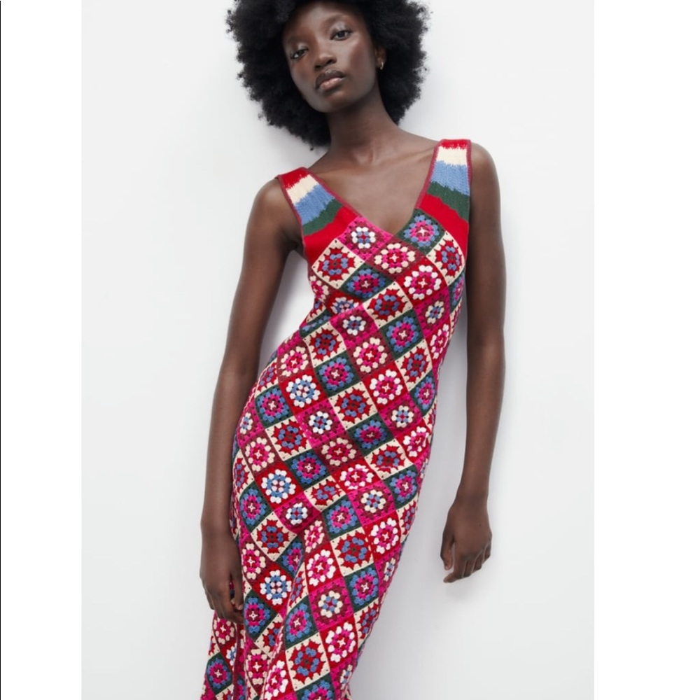 Zara Long Crochet Knit Dress Limited Edition (Small) NWOT